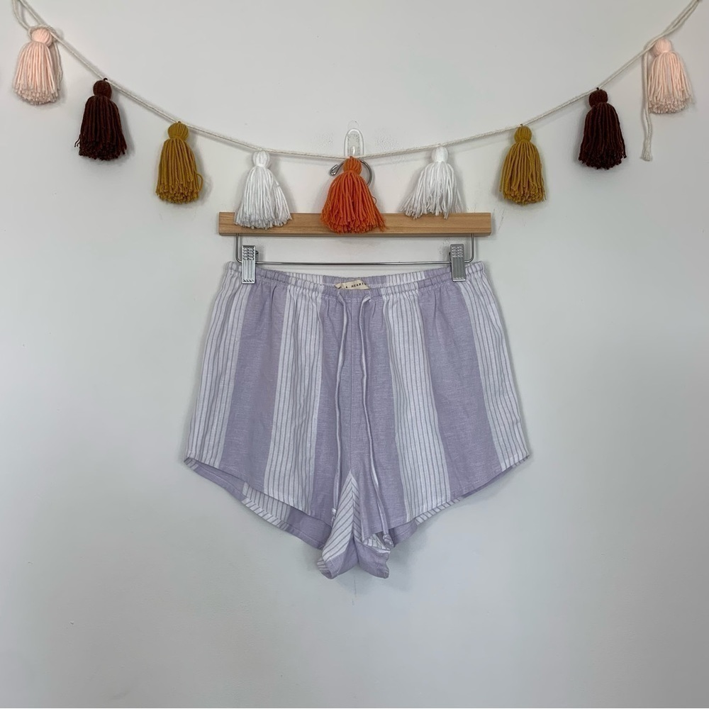 LA Hearts Lilac Purple White Striped Linen Blend Shorts Size Small